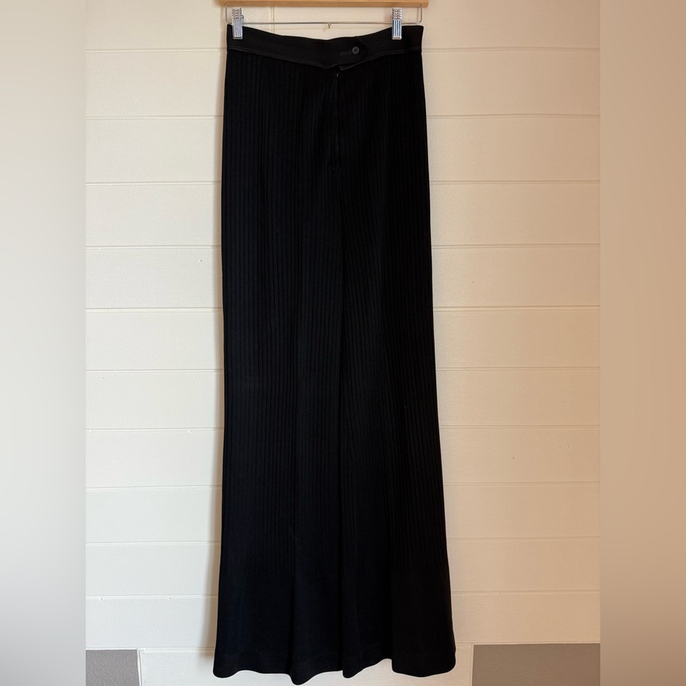 Vintage Lanvin Paris Boutique Textured Knit Fabric Wide Leg Pants